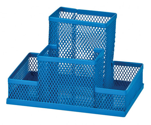 Подставка для ручек и канцтоваров на 4 отделения металлическая, син. ZiBi - фото 2