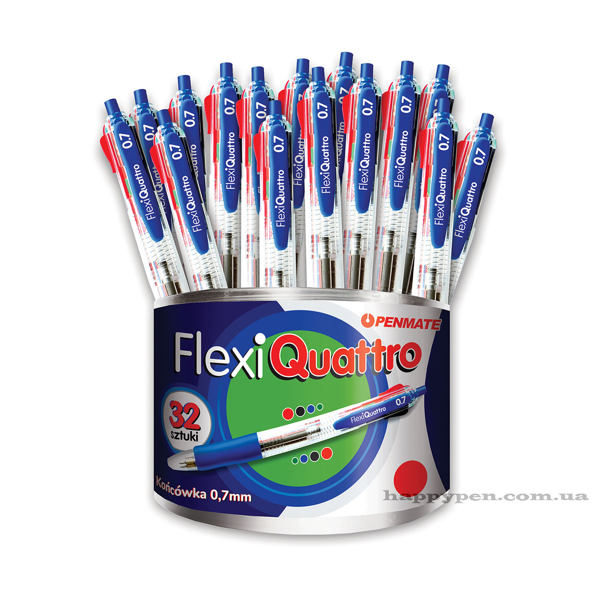 Ручка шариковая 4х-цветная FLEXI Quattro, 0,7мм., цвет чернил: син., черн., красн. и зел. Penmate - фото 3