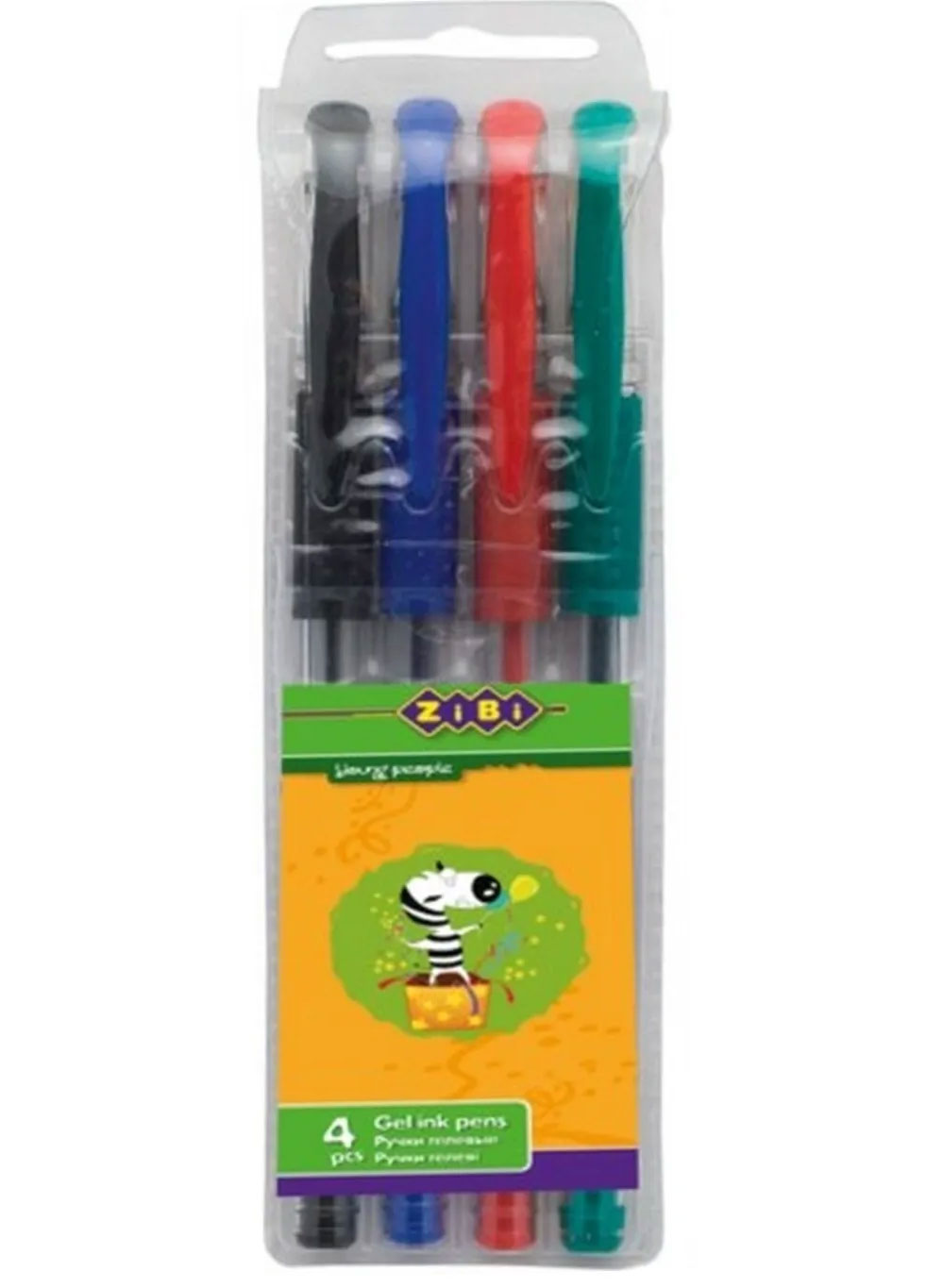 Гелевая ручка, корпус прозр., набор 4шт./уп. ZiBi - фото 2