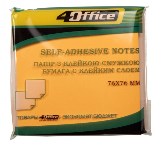 Блок бумаги с клейким слоем 76*76мм.*80 листов, неон ассорт. 4Office - фото 3