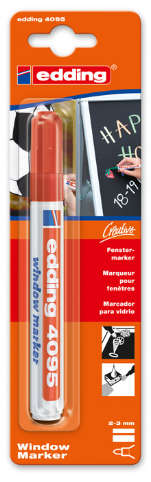 Маркер для окон 4095, круглое острие 2-3мм., красн. Edding - фото 7