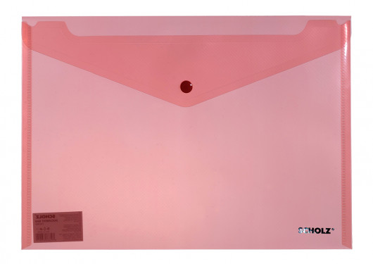Папка-конверт на кнопці, А4, прозора, товщина 180мкм., черв. Scholz - фото 3