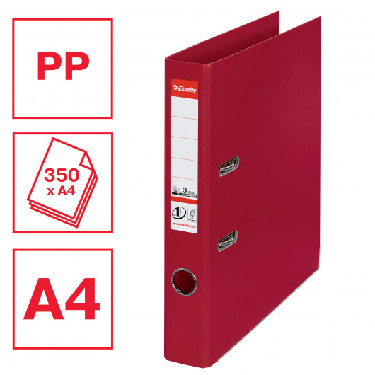 Регистратор 5см. А4 (PP), No.1 Power, бордо Esselte - фото 7