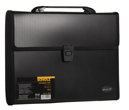 Портфель-картотека на 3 відділення, А4, чорн. Scholz - фото 4
