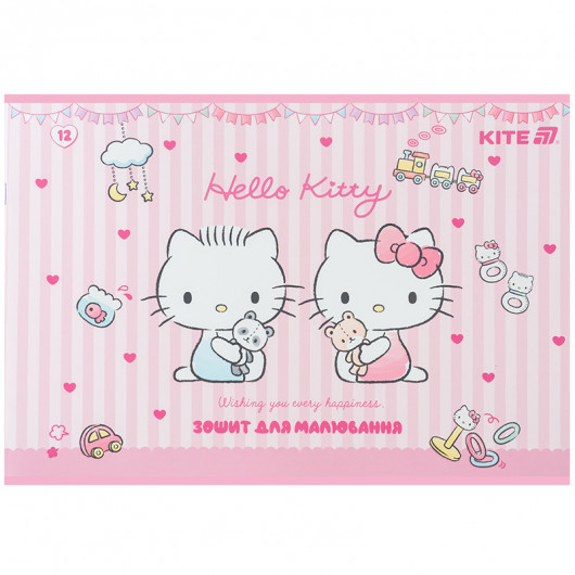 Тетрадь для рисования, 12 лист., скоба, софт тач + УФ лак, Hello Kitty-1 (HK25-241-1) Kite - фото 11