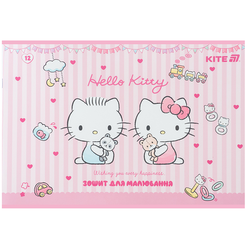 Тетрадь для рисования, 12 лист., скоба, софт тач + УФ лак, Hello Kitty-1 (HK25-241-1) Kite - фото 11
