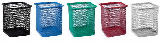 Подставка для ручек металлическая перфорированная квадратная, серебр. BuroMax - фото 3