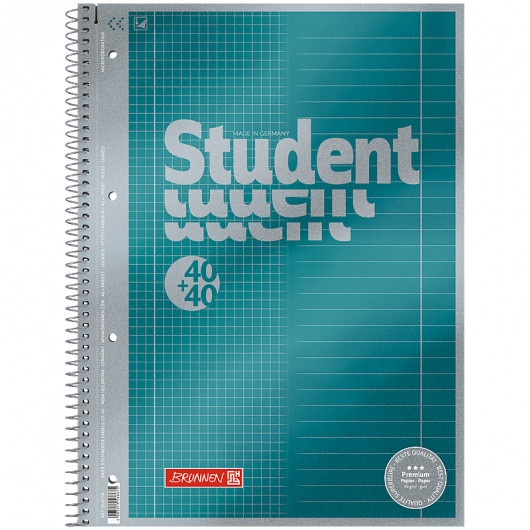 Колледж-блок Premium DUO А4, линия+клетка, 80 листов, бирюз. Brunnen - фото 3
