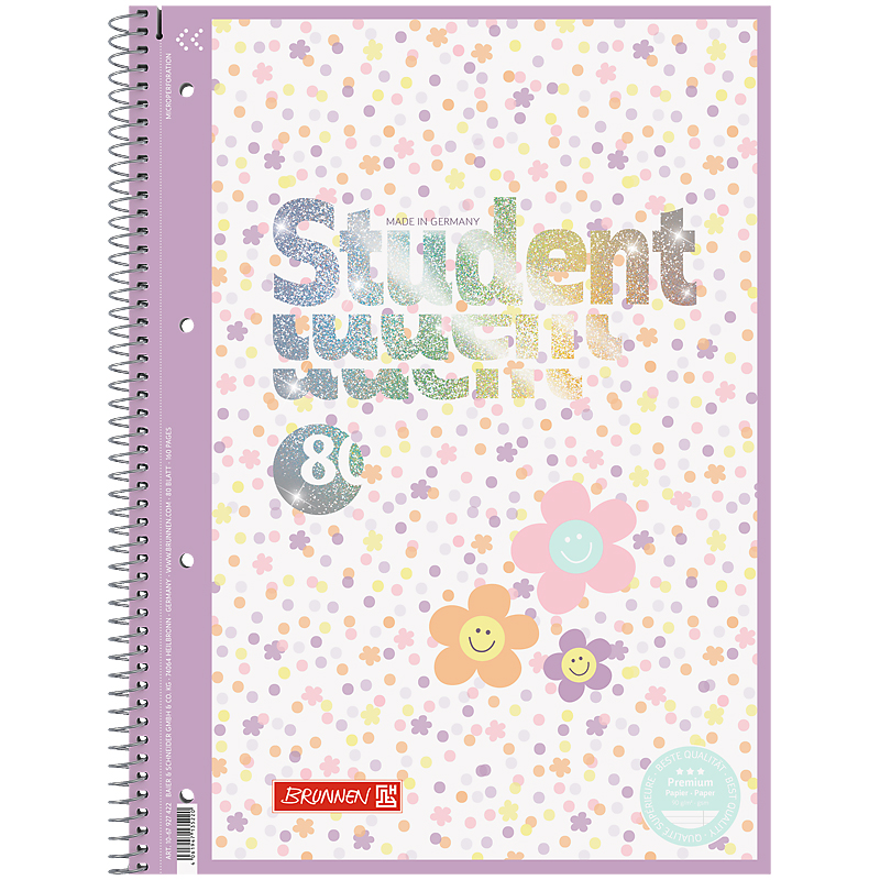 Колледж-блок А4 Premium, линия, 80 листов, Happy Hippie, фиолет. Brunnen - фото 3