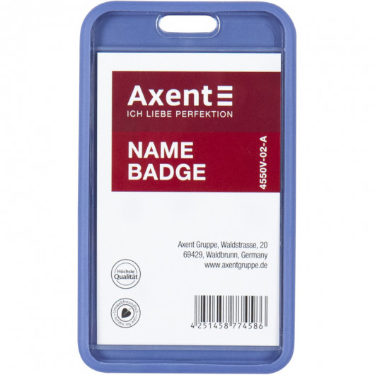Бейдж-чехол вертикальный SoftTouch, 54*85мм., матовый, син. Axent - фото 7