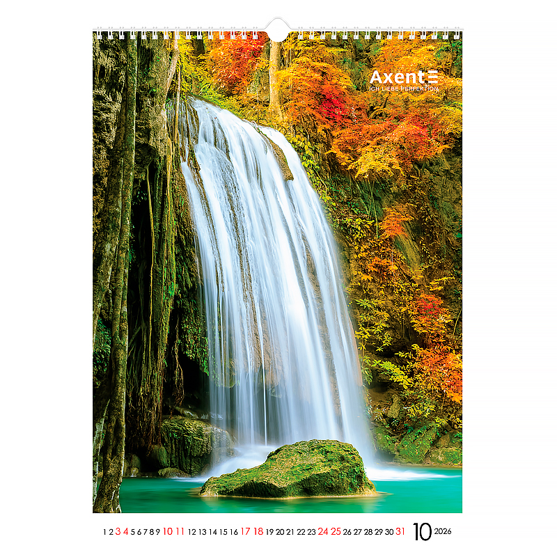 Календар настінний 2026 р., формат А3 (297*420мм.), 13 аркушів, Waterfalls Axent — фото 12