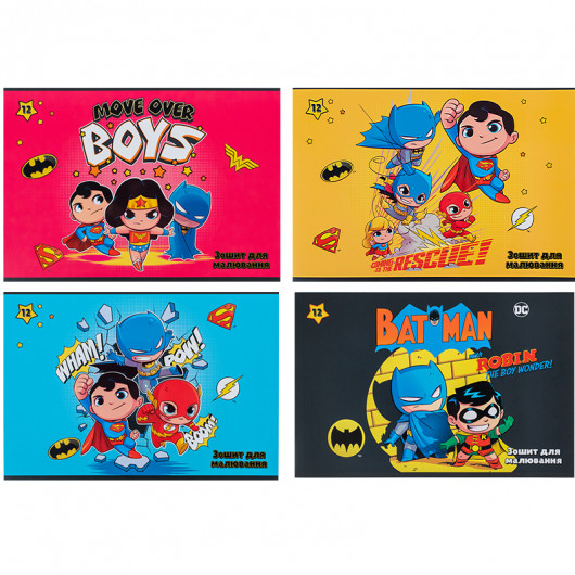Тетрадь для рисования, 12 л., скоба, софт тач + УФ лак, «DC Comics» Kite - фото 8