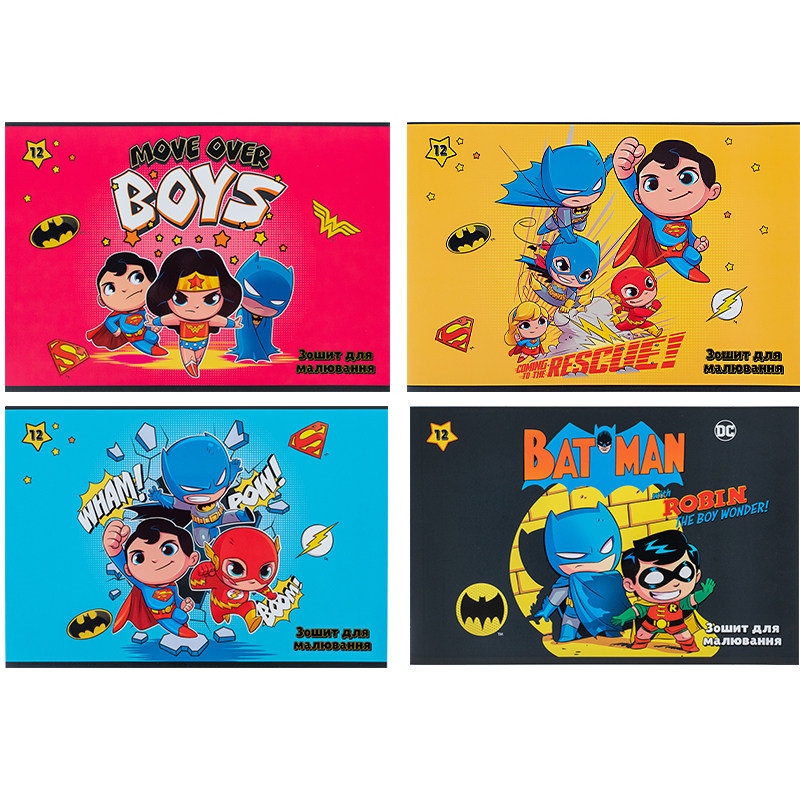 Тетрадь для рисования, 12 л., скоба, софт тач + УФ лак, «DC Comics» Kite - фото 8