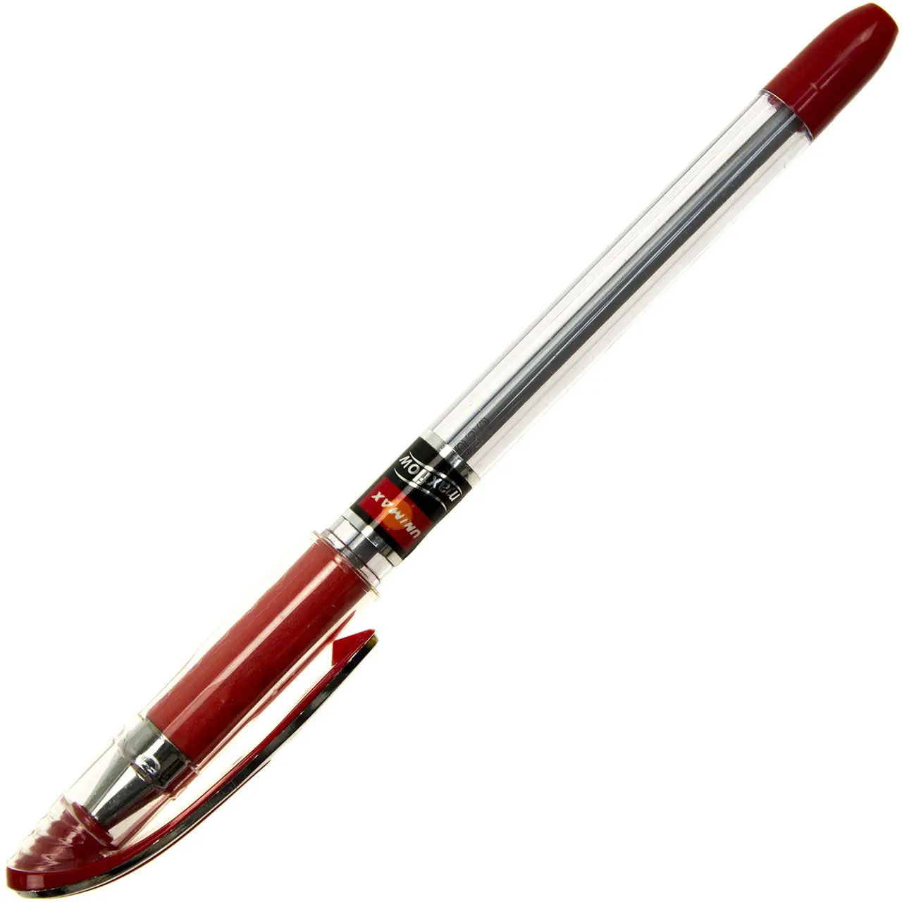 Ручка шариковая Maxflow, 0,7мм., корпус прозрачный, стержень красн. Unimax - фото 4