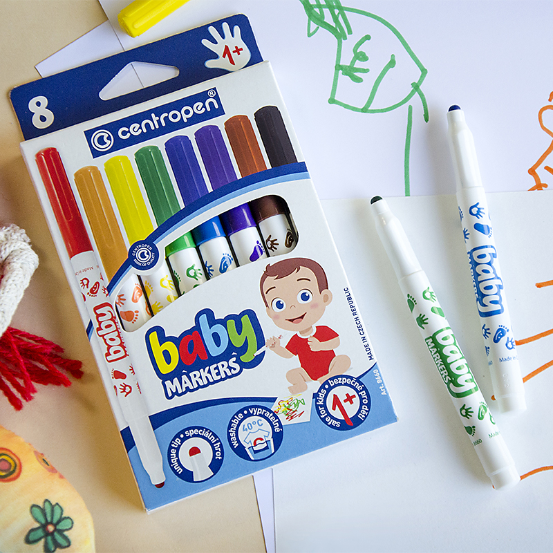 Фломастеры для детей от 1 года 8660 Baby, закругленный пишущий узел, набор 8 шт. Centropen - фото 5