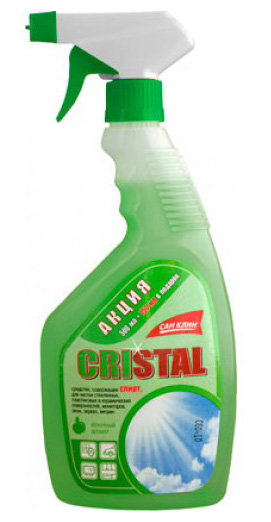 Засіб для миття скла, 500мл. Cristal з розпилювачем, зелений Сан Клін — фото 2
