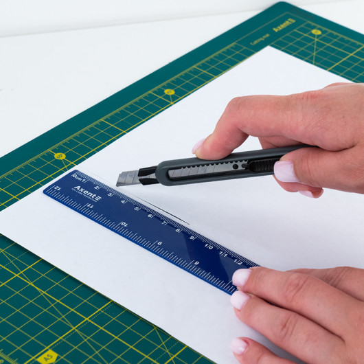 Ніж канцелярський 9мм., металева направляюча, пластик. корпус, чорн. Axent — фото 3