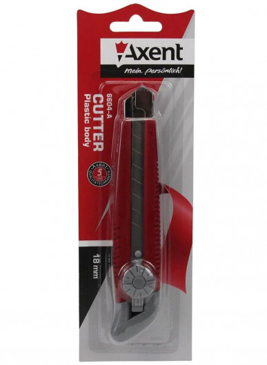 Ніж канцелярський великий 18мм., металева напрямна, гвинтовий фіксатор леза Axent — фото 3