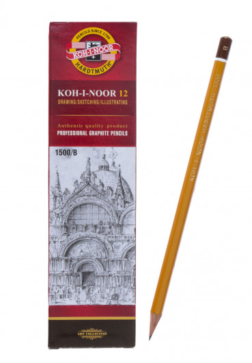 Карандаш простой графитный технический для черчения и графичесских работ 1500 B Koh-i-noor - фото 3
