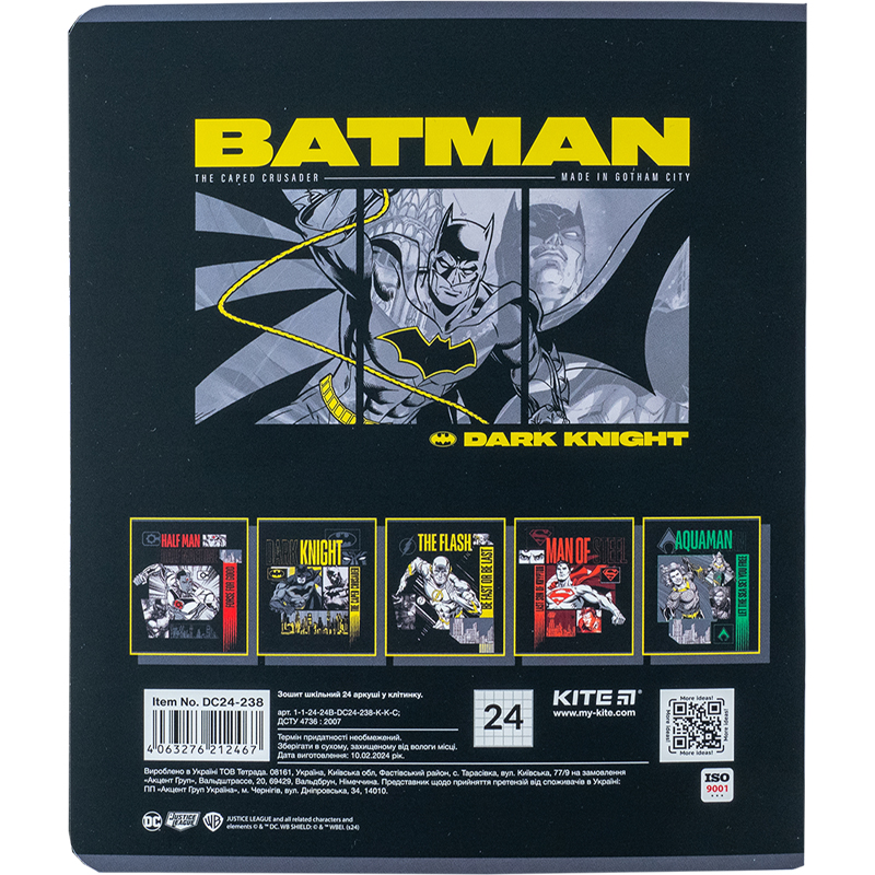 Зошит 24 арк., кл., софт тач + УФ лак, DC Comics (DC24-238) Kite — фото 12