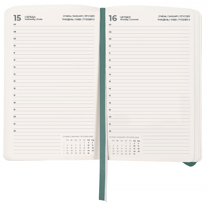 Ежедневник 2026 Partner Soft Skin, 145*210, серо-лазурный Axent - фото 3