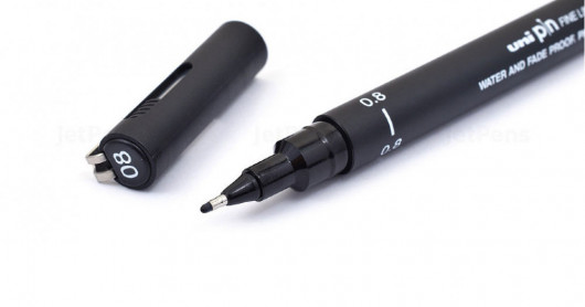 Линер Pin fine line, 0,8мм., корпус черн., стержень черн. Uni - фото 8