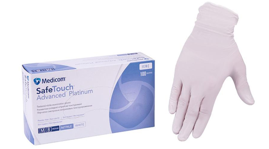 Перчатки нитриловые неопудренные, M, 100шт./уп. SafeTouch, Advanced™ Platinum  Medicom - фото 1