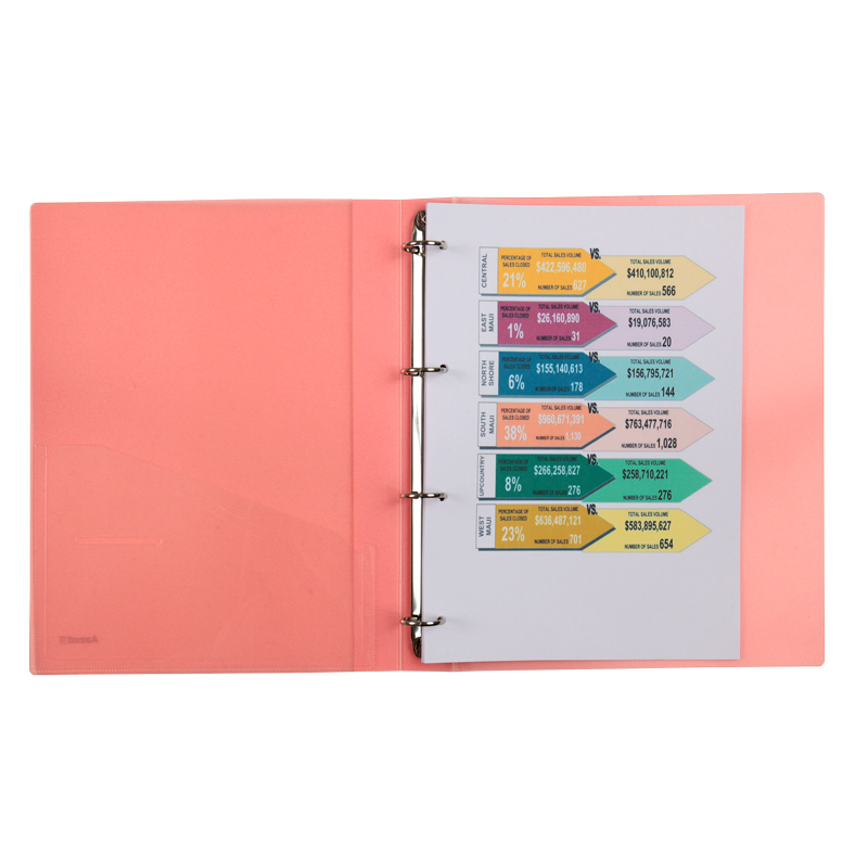 Папка на 4-х кольцах, 35 мм, прозрачная розовая Axent - фото 4