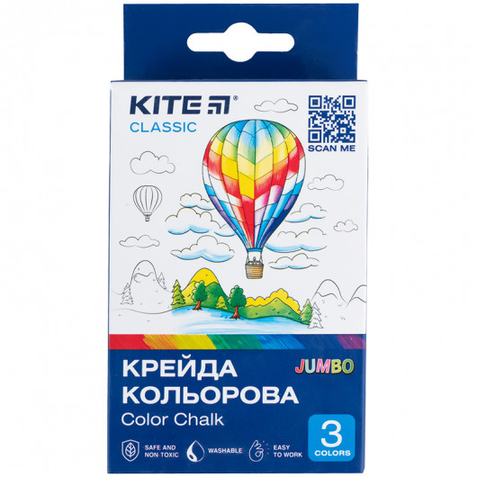 Мел цветной Jumbo, 3 цв. Kite Classic Kite - фото 5