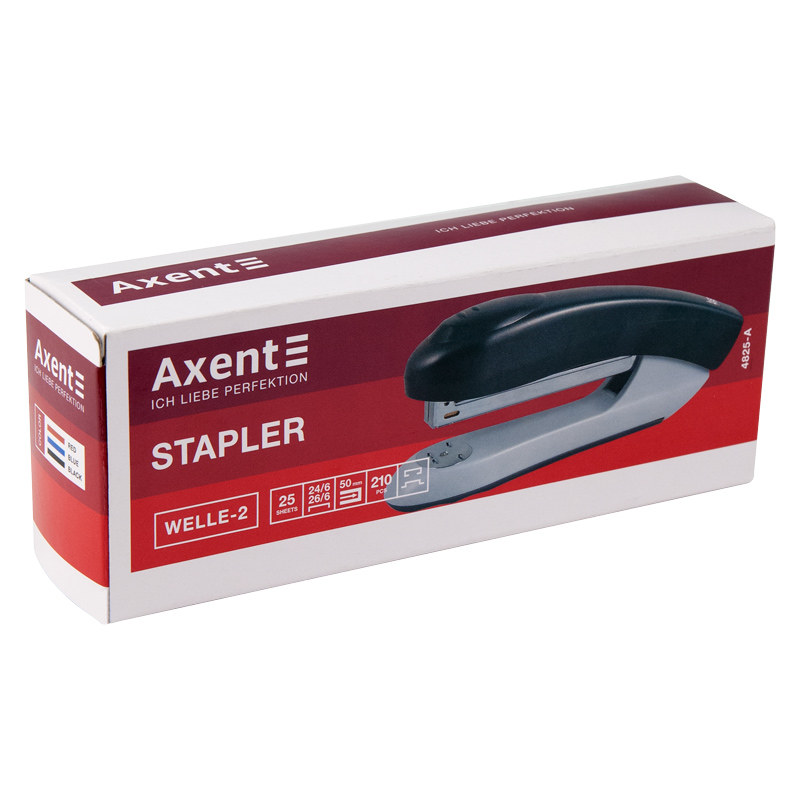Степлер 24/6 Welle-2, 25л., глубина скрепления 95мм., пласт., 4825-A черный Axent - фото 4