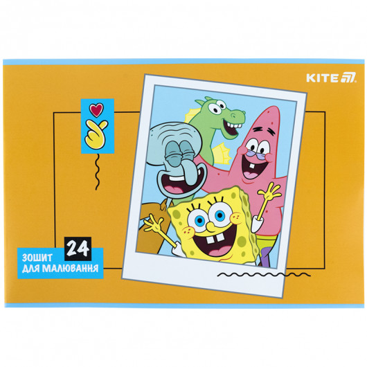 Тетрадь для рисования, 24 лист., скоба, гибр. лак + УФ лак, Sponge Bob (SB25-242) Kite - фото 9