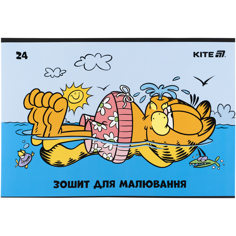 Тетрадь для рисования, 24 лист., скоба, софт тач + УФ лак, Garfield (GF25-242) Kite - фото 9