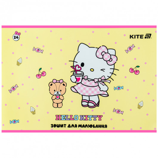 Зошит для малювання, 24 арк., скоба, софт тач + УФ лак, Hello Kitty-1 (HK25-242-1) Kite — фото 9