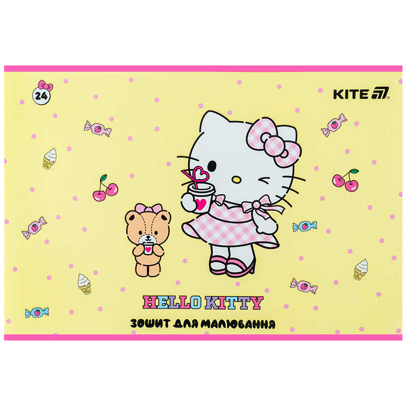Зошит для малювання, 24 арк., скоба, софт тач + УФ лак, Hello Kitty-1 (HK25-242-1) Kite — фото 9