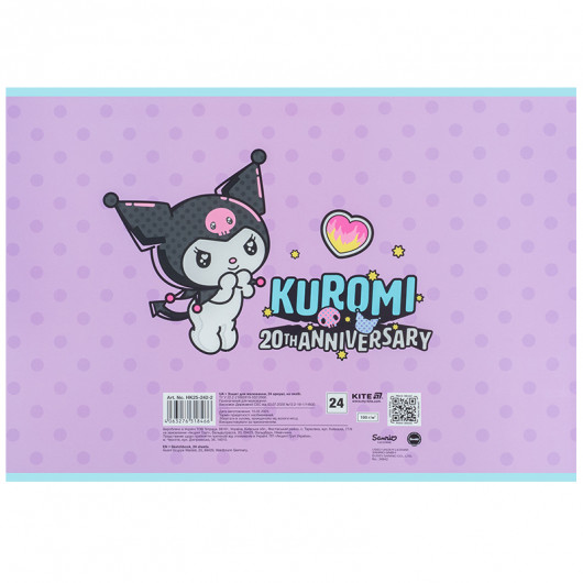 Тетрадь для рисования, 24 лист., скоба, софт тач + УФ лак, Hello Kitty-2 (HK25-242-2) Kite - фото 9