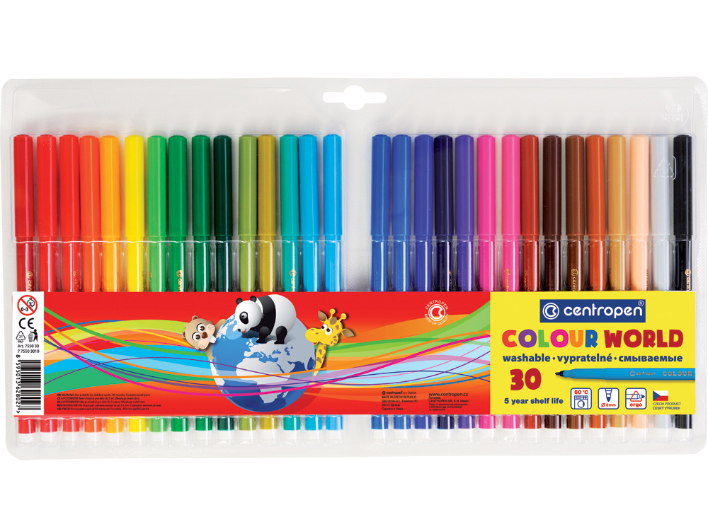 Фломастери, вентильований ковпачок, 30 кольорів., 7550, асорті Centropen - фото 6