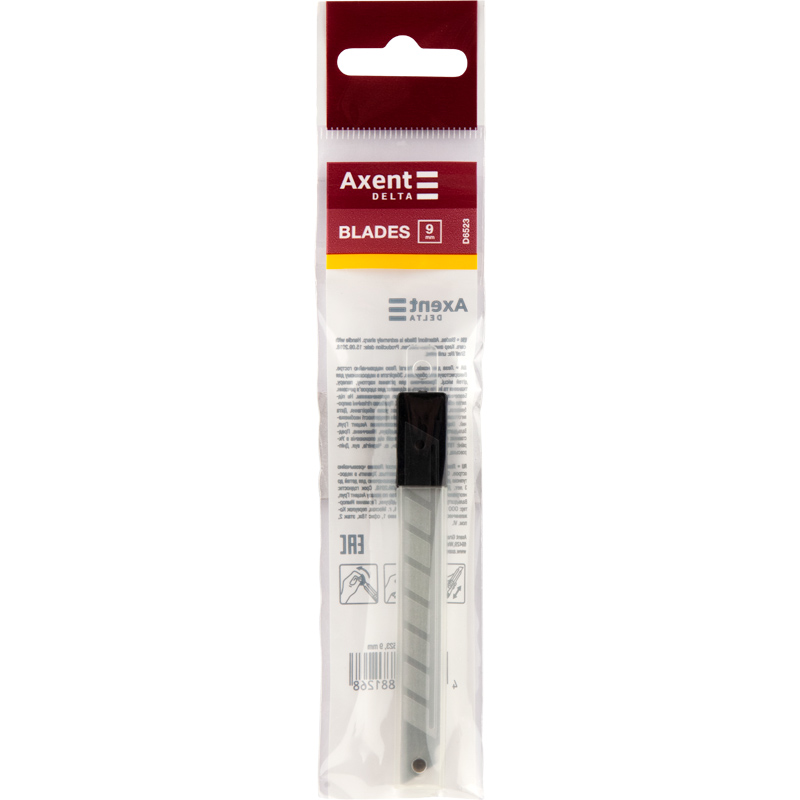 Лезвие сменное для канцелярского ножа 9мм., 10шт./уп. D6523 Axent Delta - фото 2