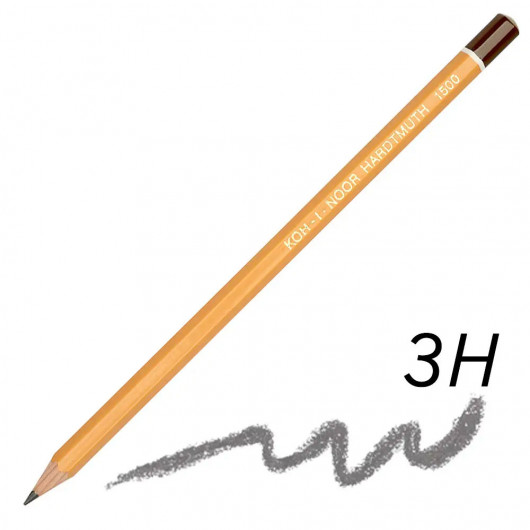 Карандаш простой графитный технический для черчения и графичесских работ 1500 3H Koh-i-noor - фото 3