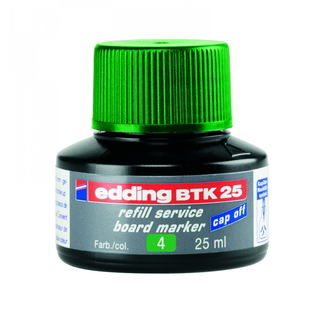 Чернило для заправки маркеров для сухостираемых досок BTK25, 25мл., зелен. Edding - фото 5