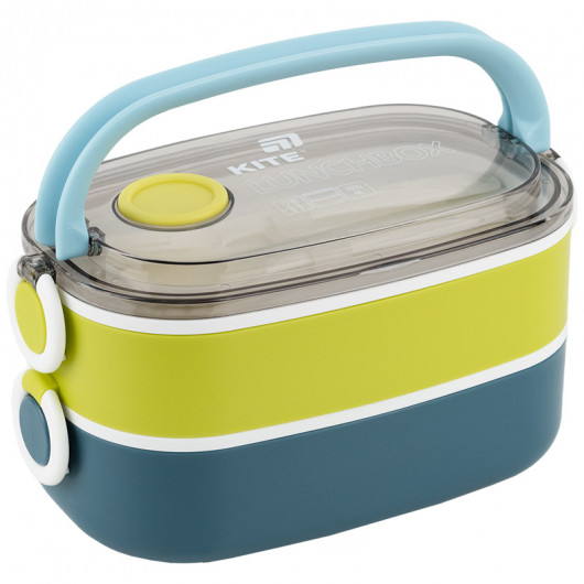 Ланчбокс подвійний з наповненням 1600 мл, синій (K25-1181-2) Kite — фото 7