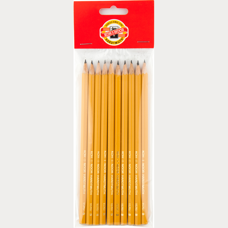 Олівець простий графітний для креслення і графічних робіт 1570 B, 10шт/уп. Koh-i-noor — фото 1