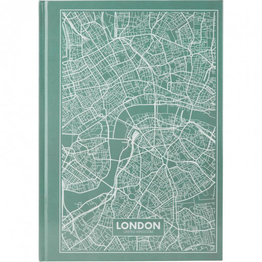 Книга обліку тверда обкладинка, офсет, 96арк., серія Maps London, клітинка, бірюз. Axent — фото 4