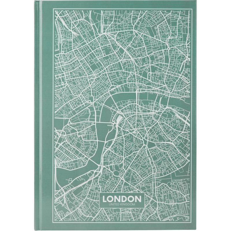 Книга обліку тверда обкладинка, офсет, 96арк., серія Maps London, клітинка, бірюз. Axent — фото 4