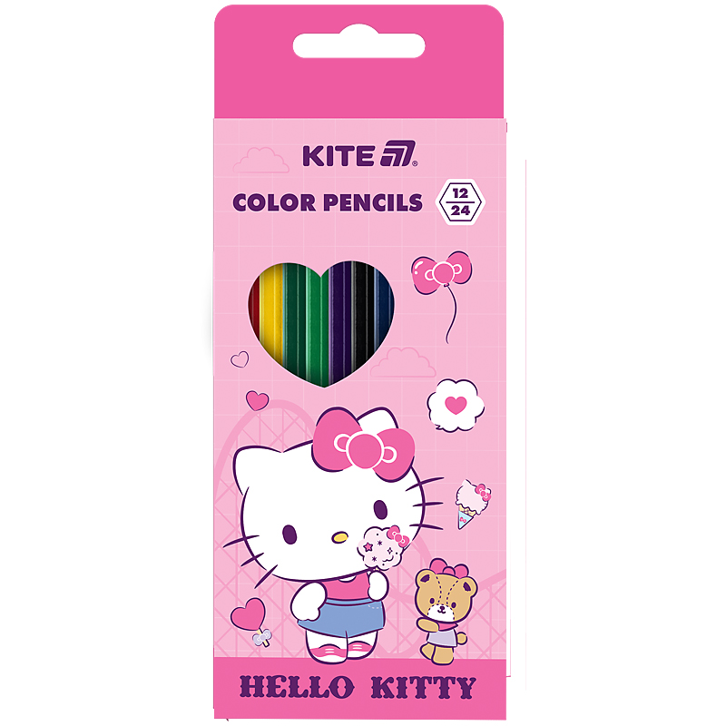 Карандаши цветные двусторонние, 12 шт. Hello Kitty Kite - фото 1