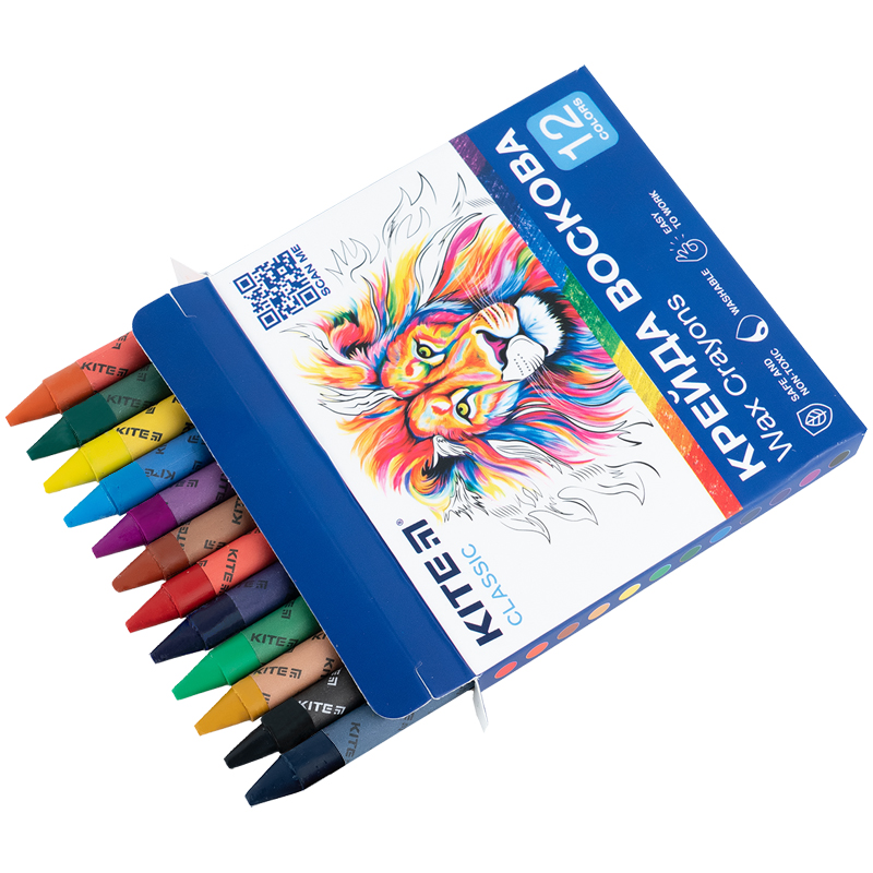 Мел восковой, 12 цветов Kite Classic Kite - фото 4