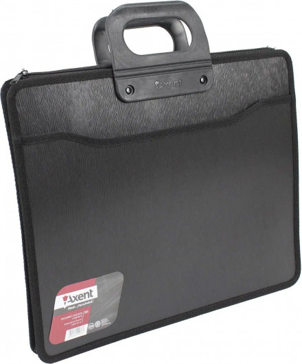 Портфель на 3 отделения, В4, рельефный, на молнии, черн. Axent - фото 5