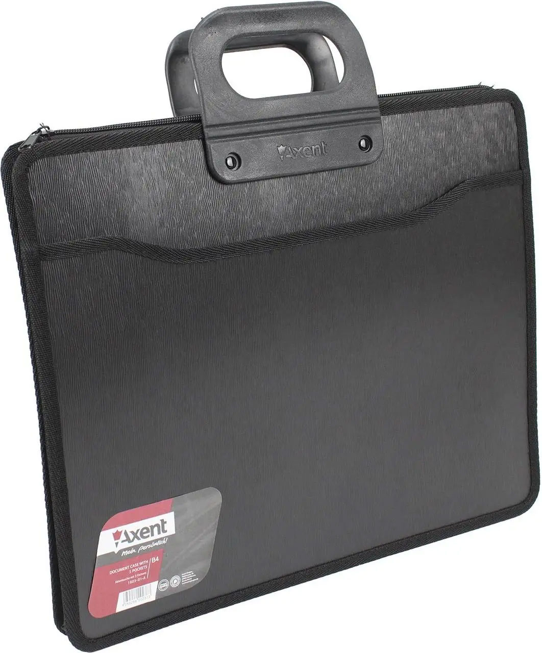 Портфель на 3 отделения, В4, рельефный, на молнии, черн. Axent - фото 5