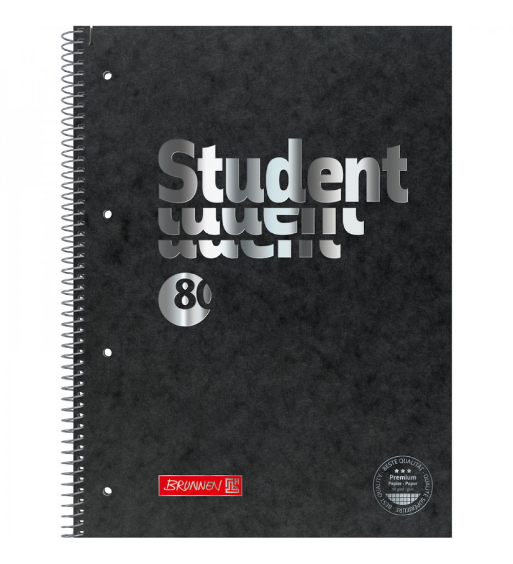 Коледж-блок А4 Premium, клітинка, 80 арк., чорн. Brunnen — фото 2