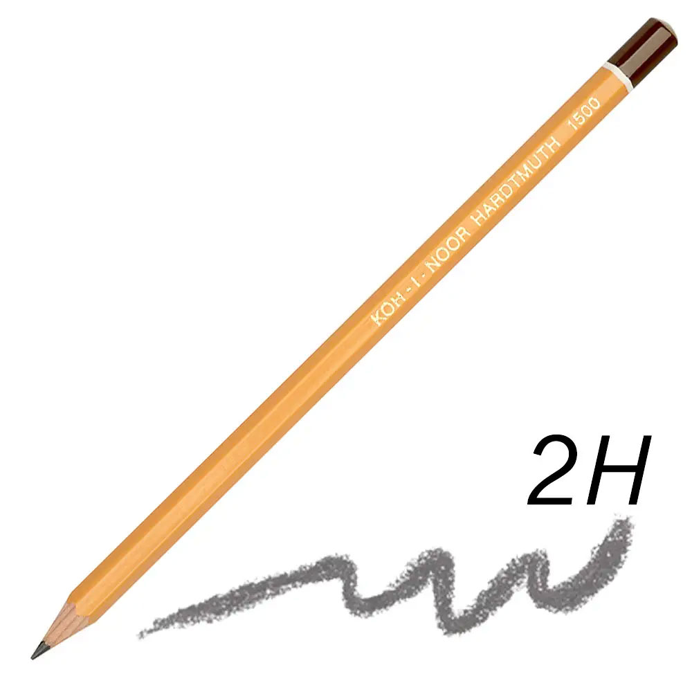 Карандаш простой графитный технический для черчения и графичесских работ 1500 2H Koh-i-noor - фото 4