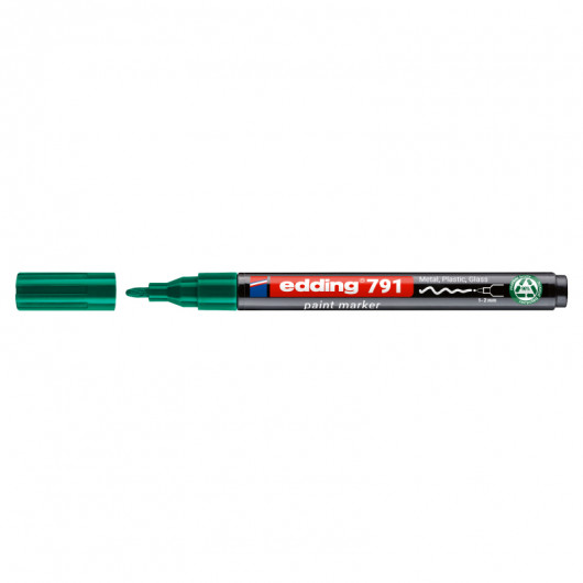 Маркер для маркування усіх поверхонь e-791n, круглий наконечник 1-2мм., зелен. Edding — фото 2